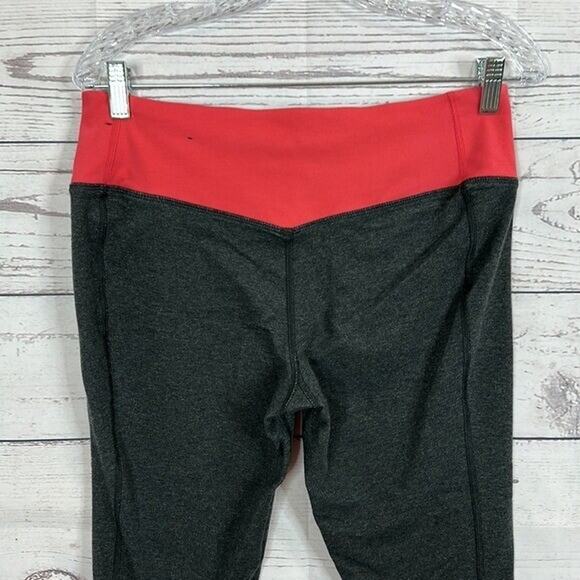 Nike Leggings Womens Large Gray Midrise Crop Logo Stretch Yoga - Picture 4 of 12